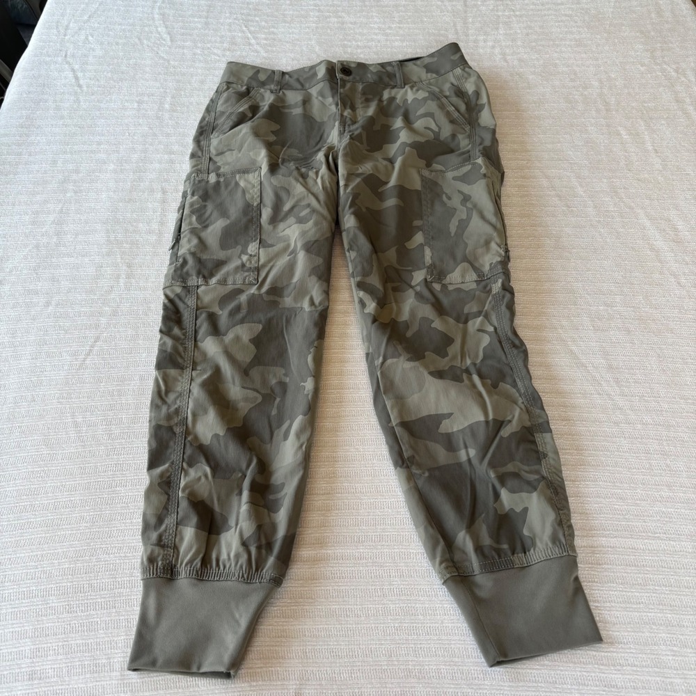 Prana Kanab Jogger Pants Womens‎ 4 Green Camo Hiking Cargo Stretch W41202115